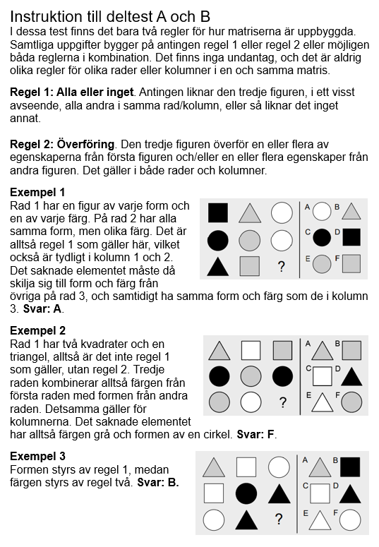 Läs instruktionen innan du startar testet